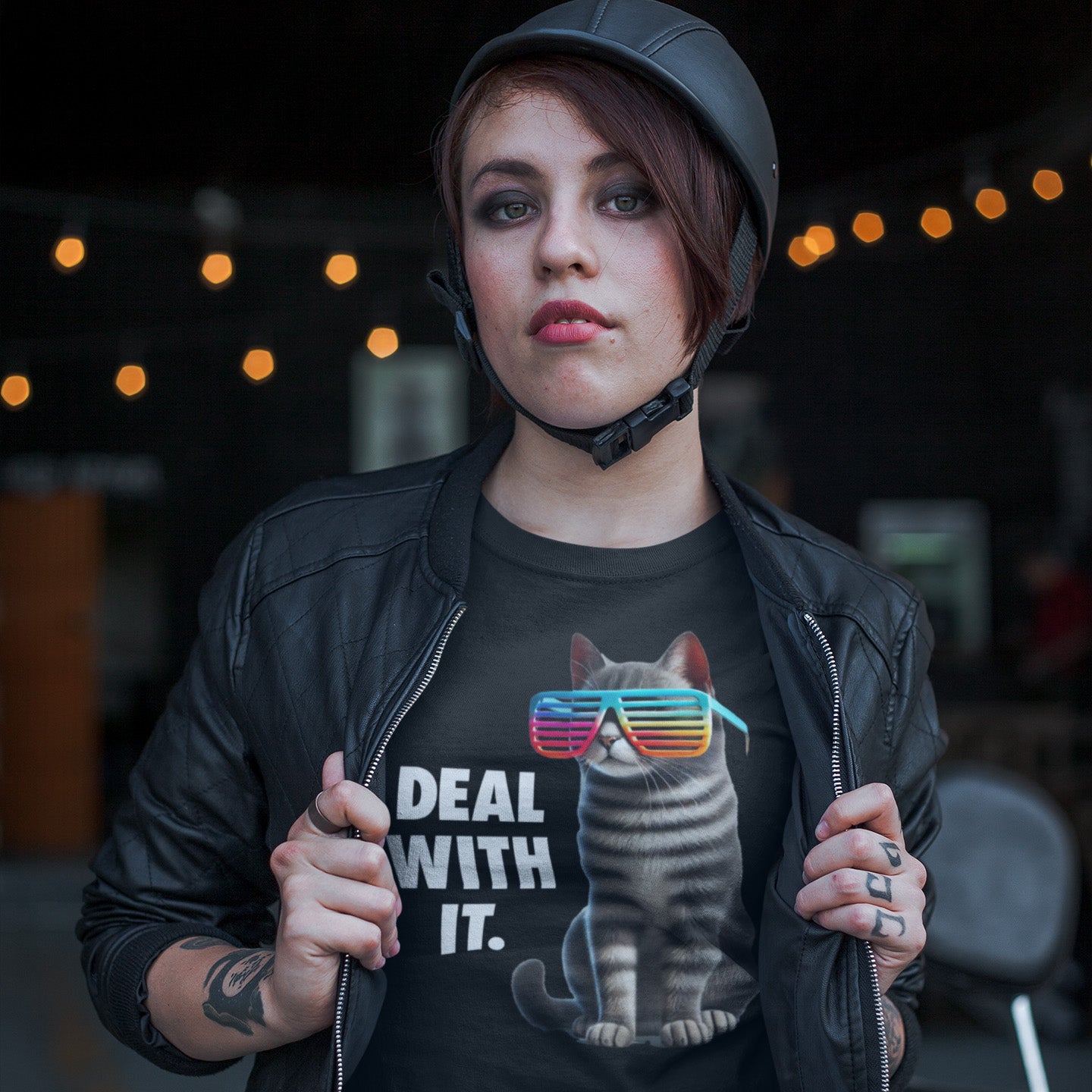 Deal With It Cat High-Waisted Tee