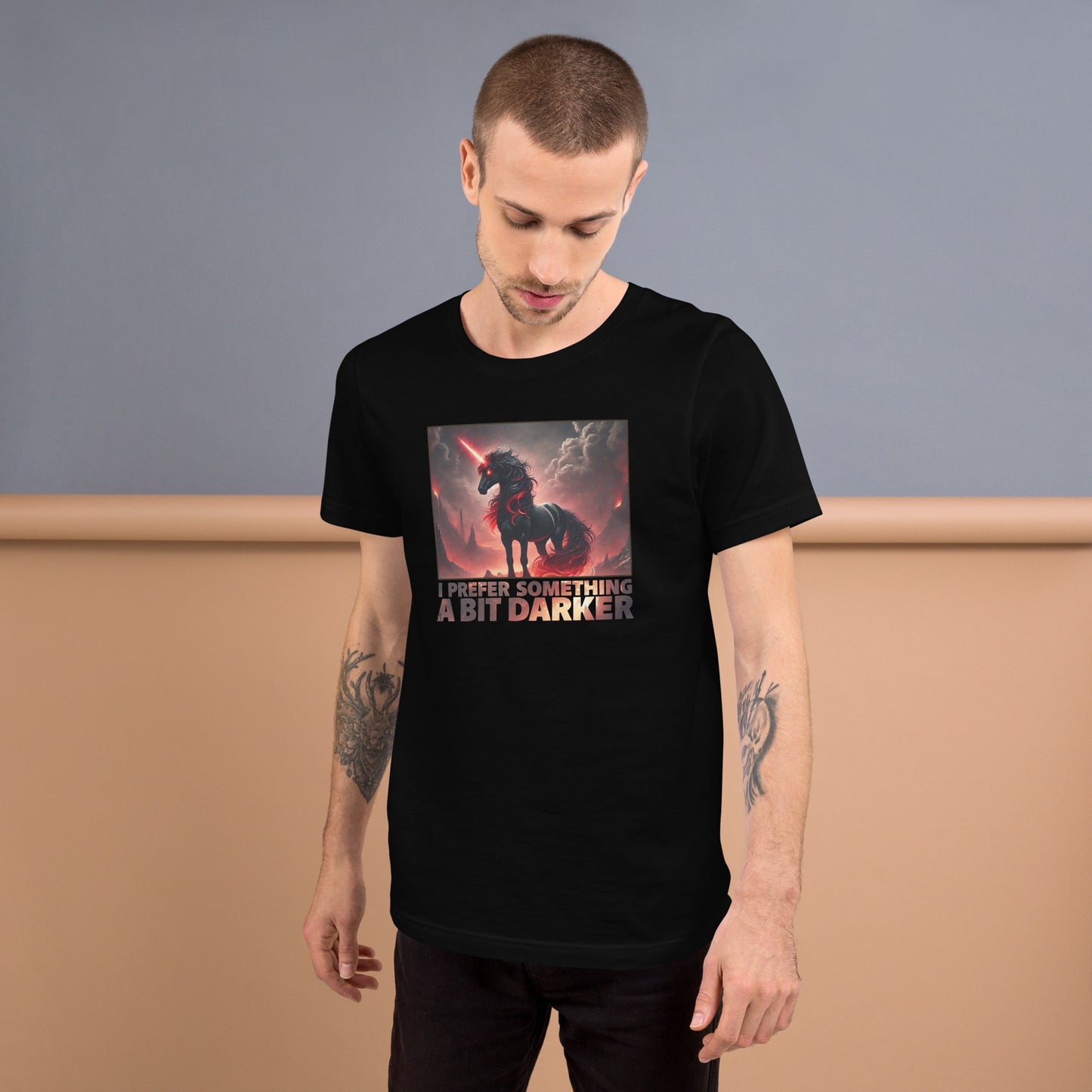 A man wearing Dark Side of PLUR Men's Tee