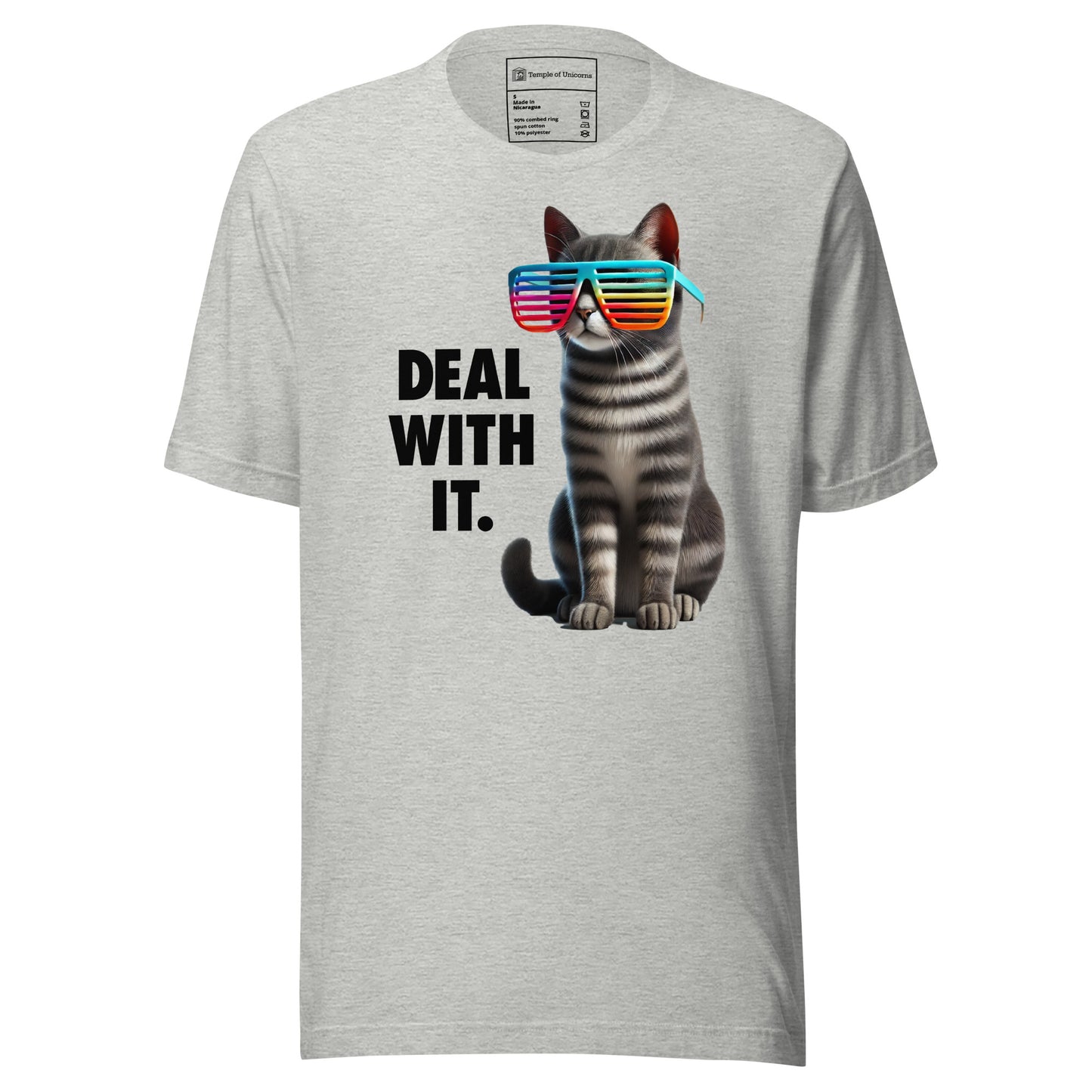 Deal With It Cat Unisex Tee, athletic heather