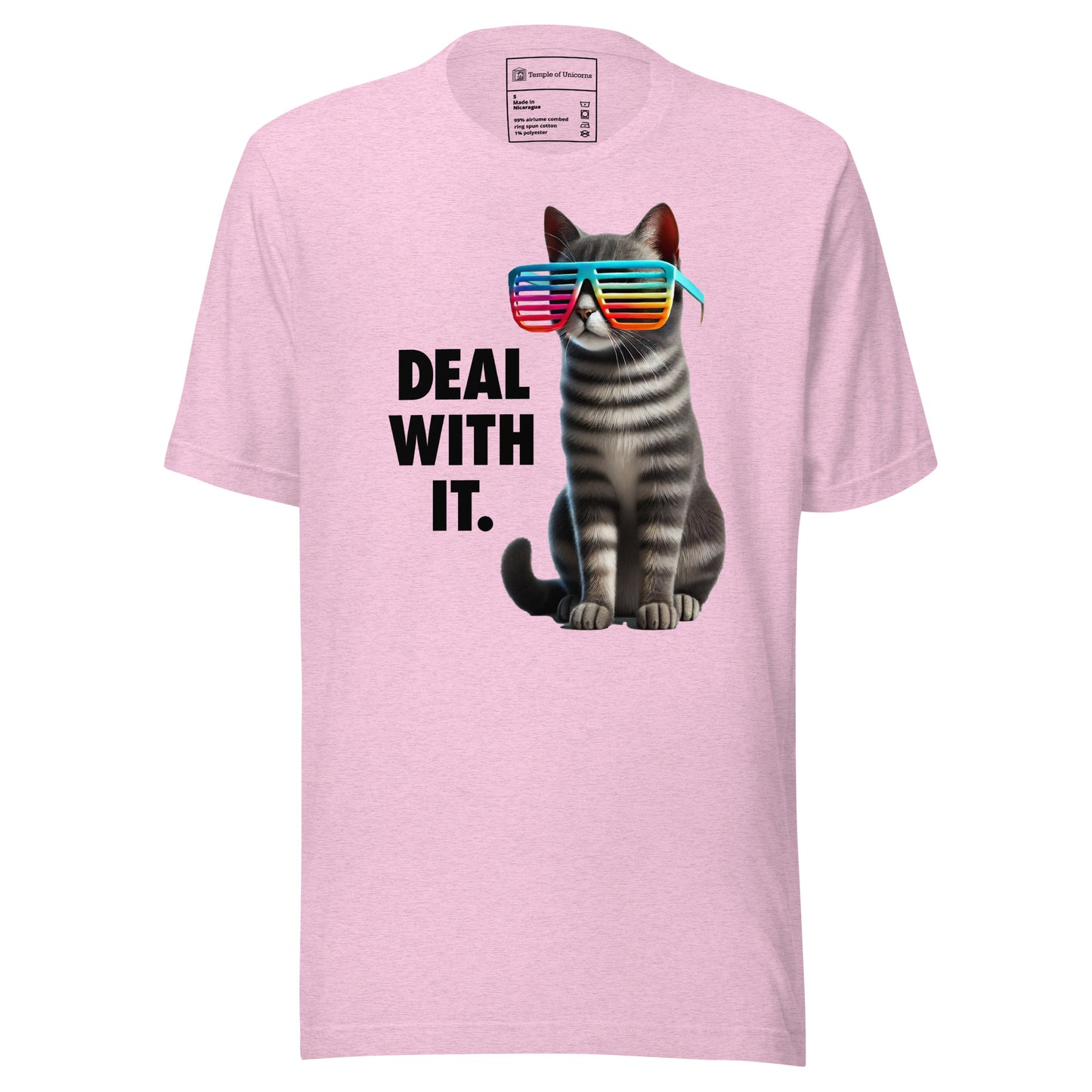 Deal With It Cat Unisex Tee, heather prism lilac