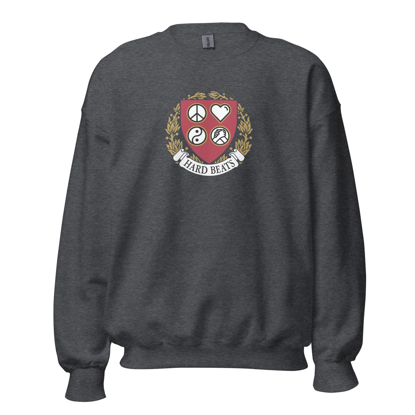 Hard Beats University Unisex Sweatshirt, dark heather, front