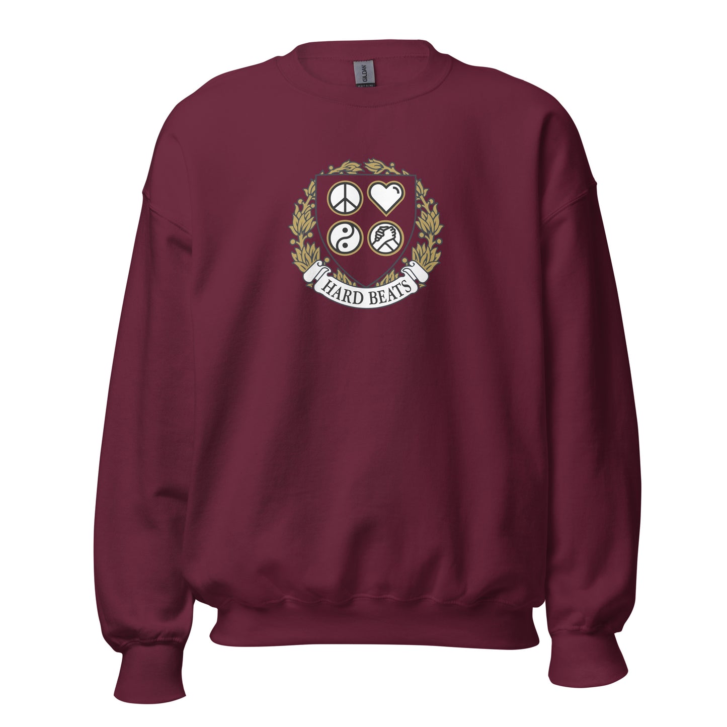 Hard Beats University Unisex Sweatshirt, maroon, front