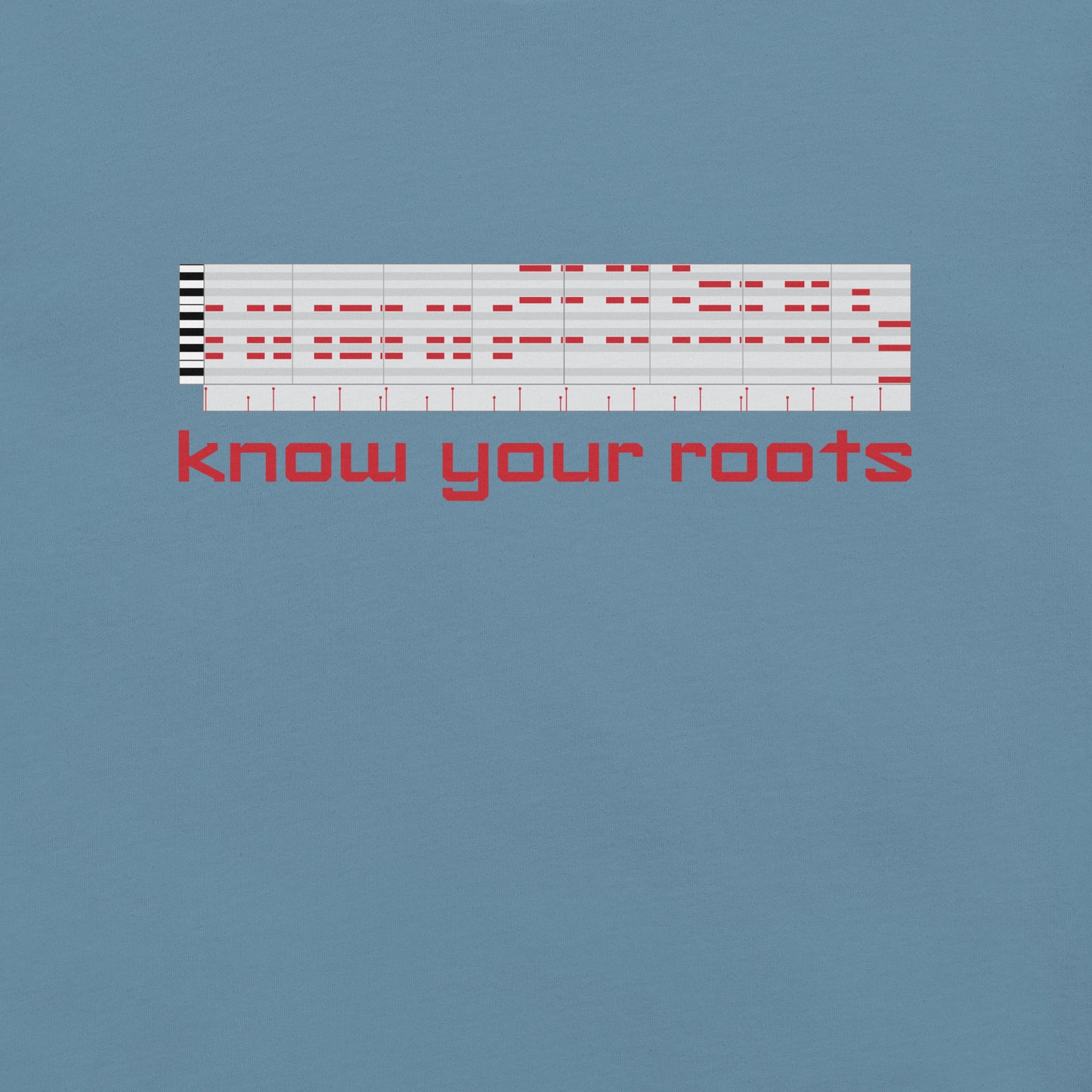 Know Your Roots MIDI Classic Tee, steel blue