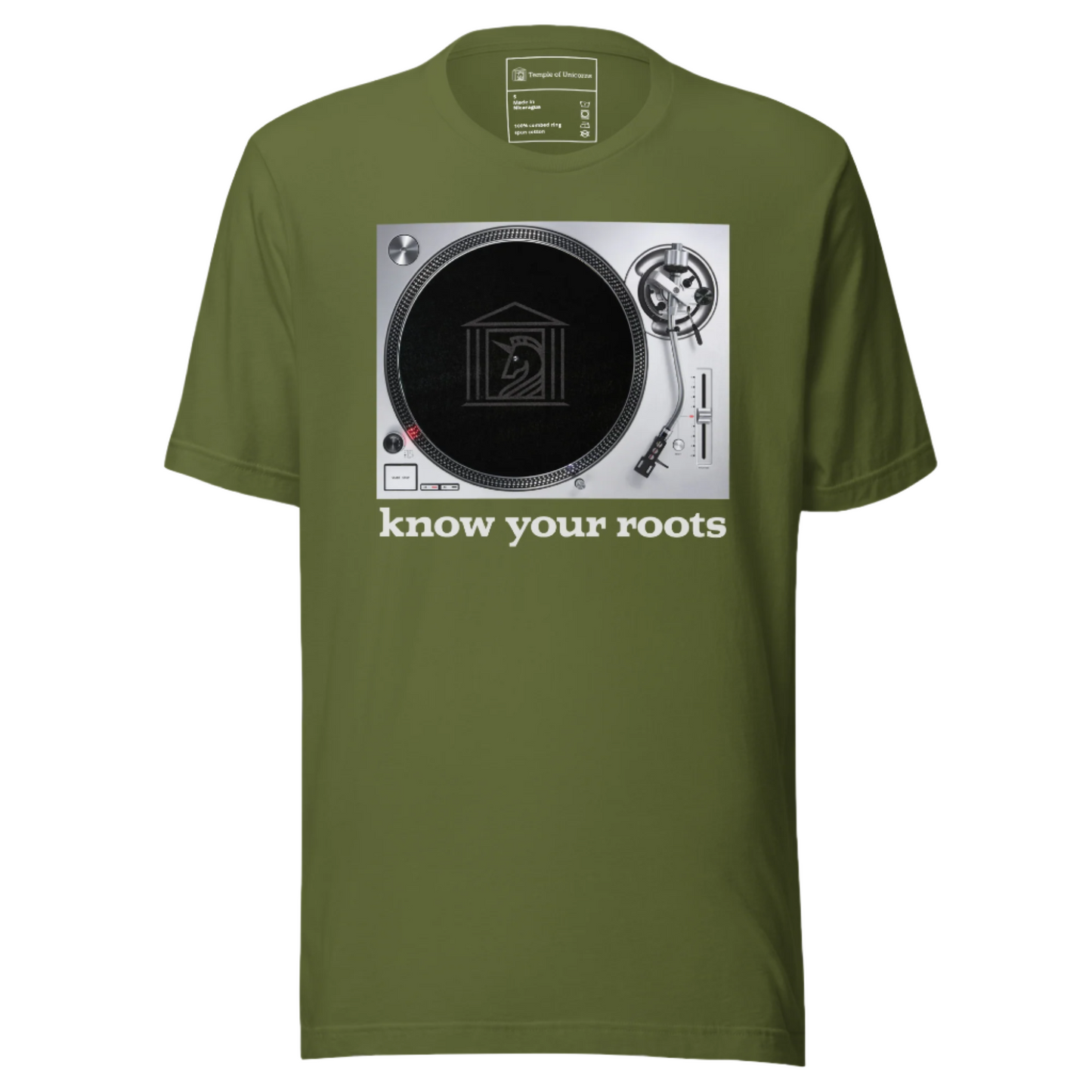 Know Your Roots Turntable Tee, olive