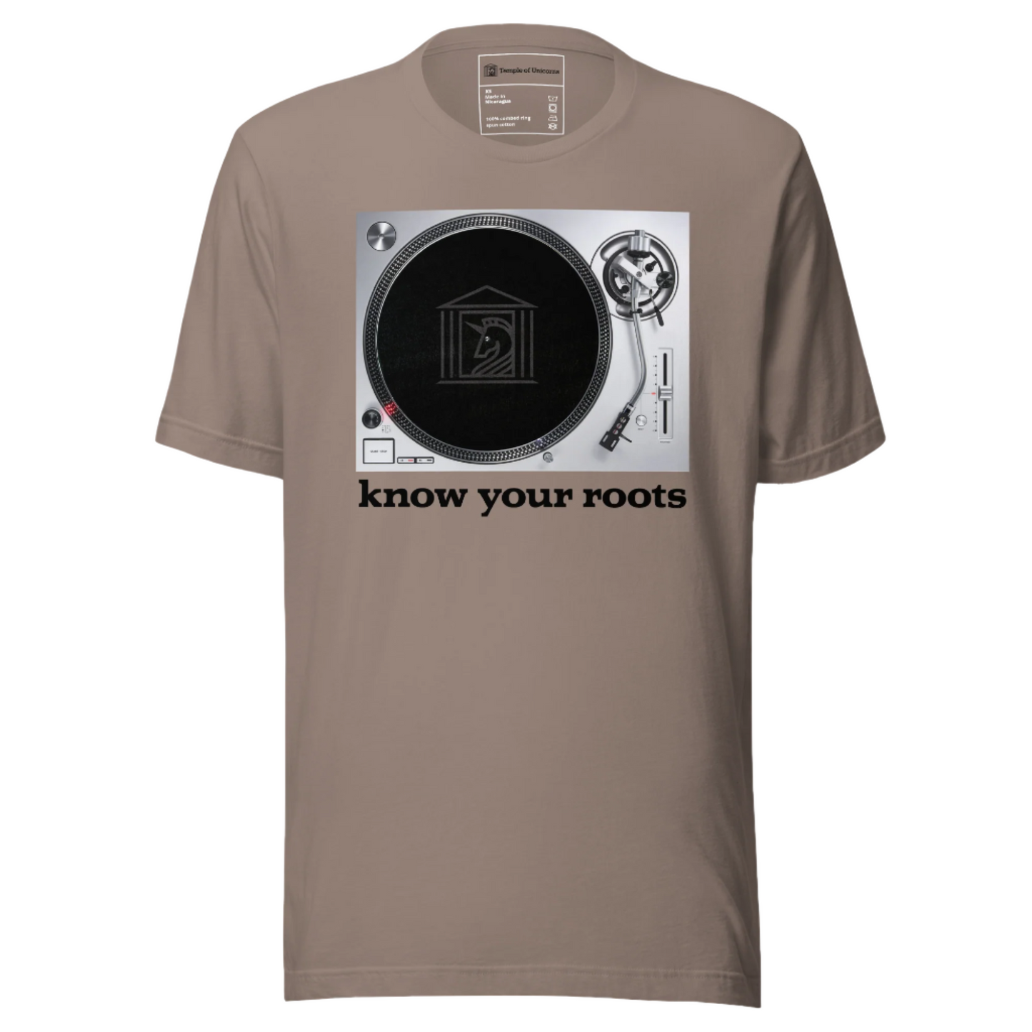 Know Your Roots Turntable Tee, pebble
