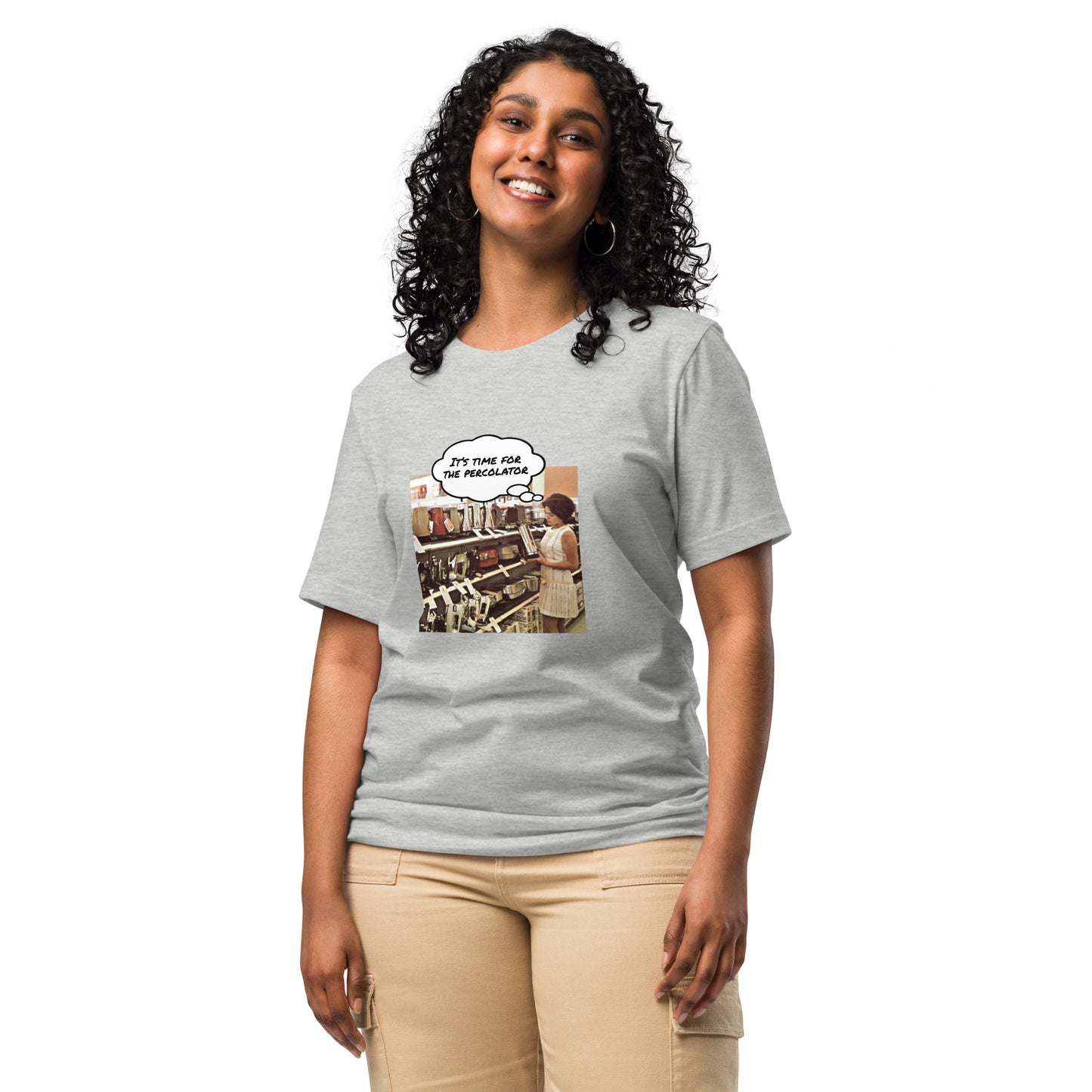 A woman wearing Percolator Classic Tee, athletic heather
