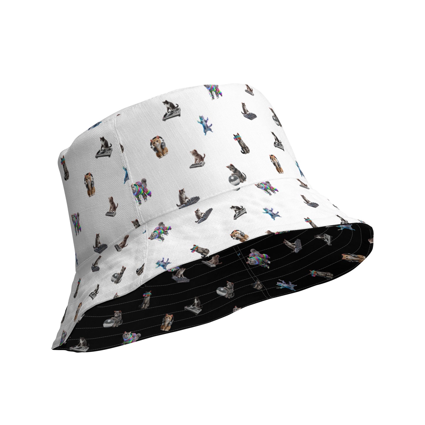 Rave Cats Reversible Bucket Hat, white side