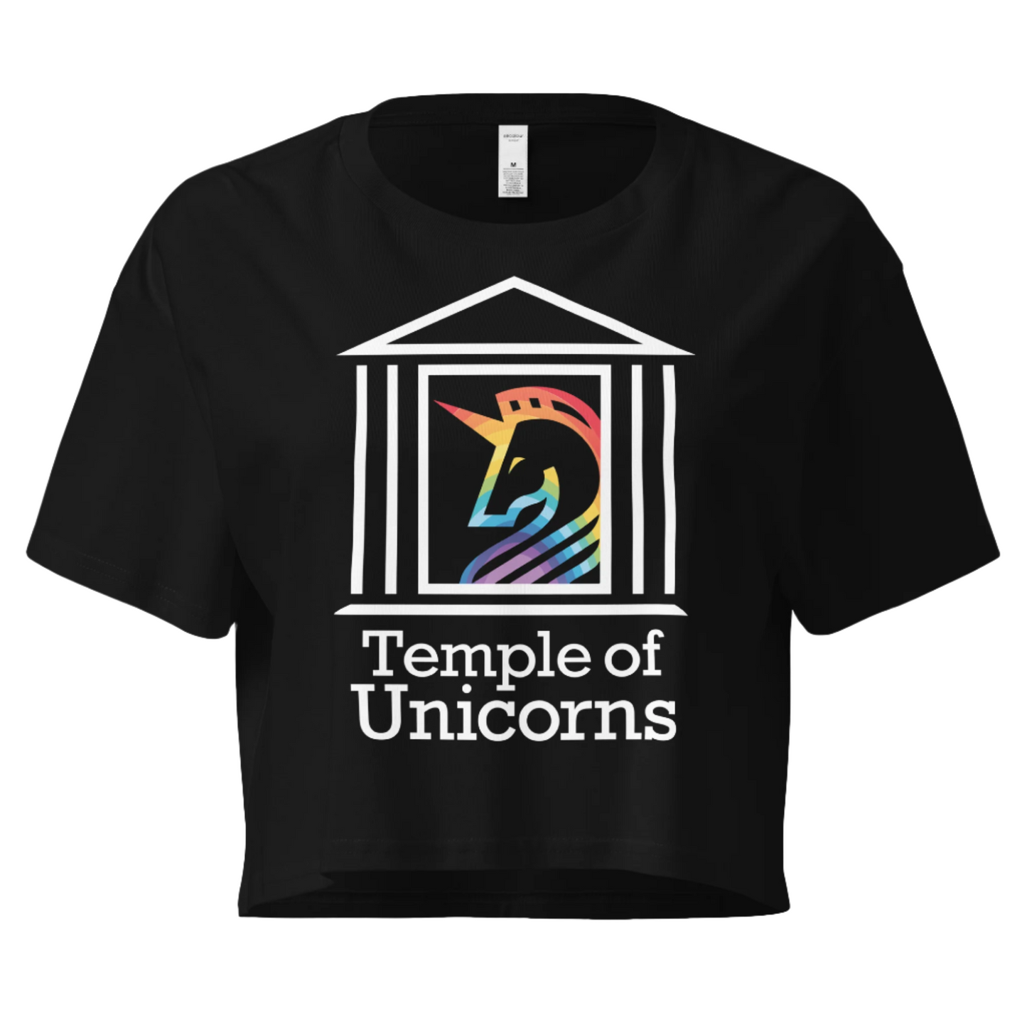 Temple of Unicorns Crop Tee, black