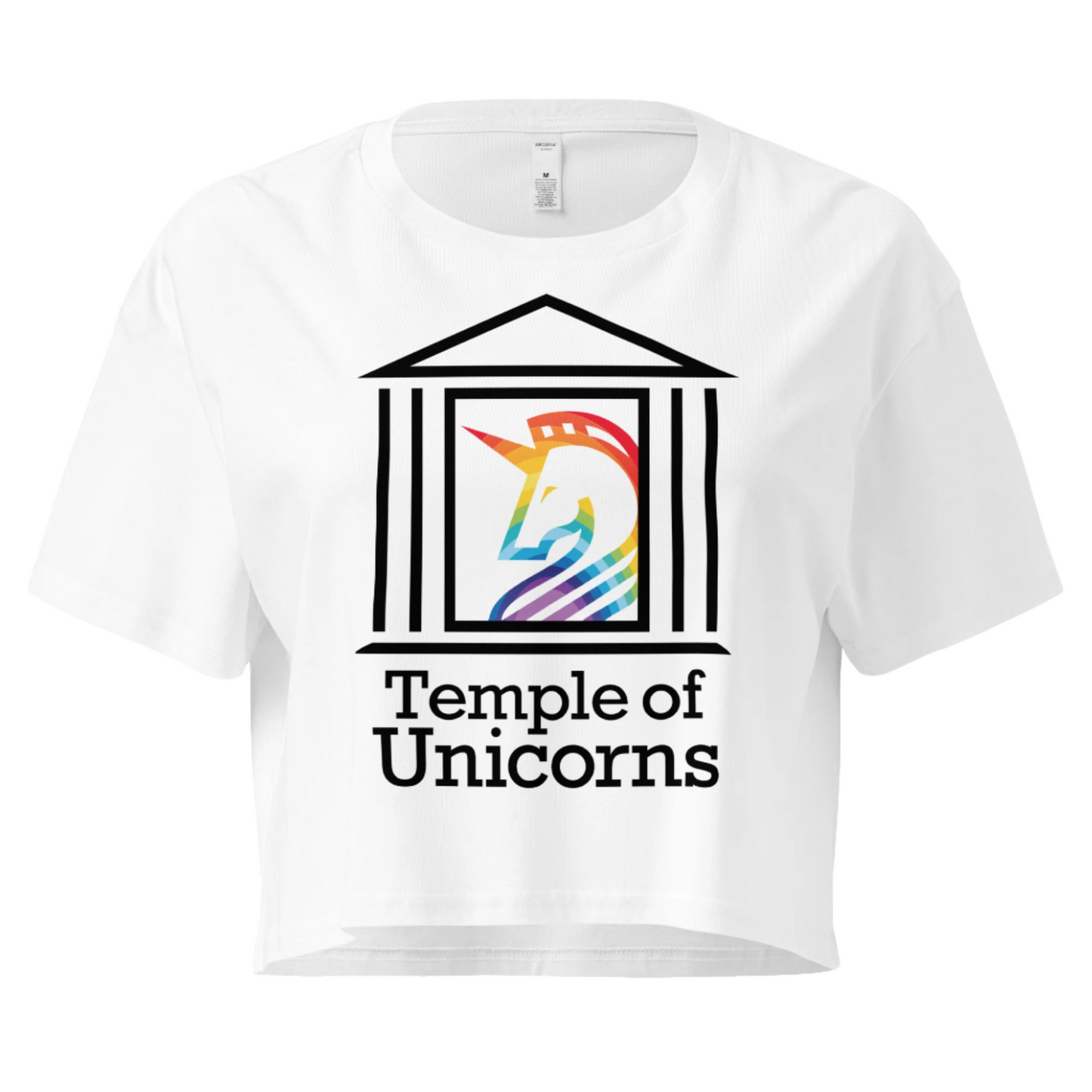 Temple of Unicorns Crop Tee, white