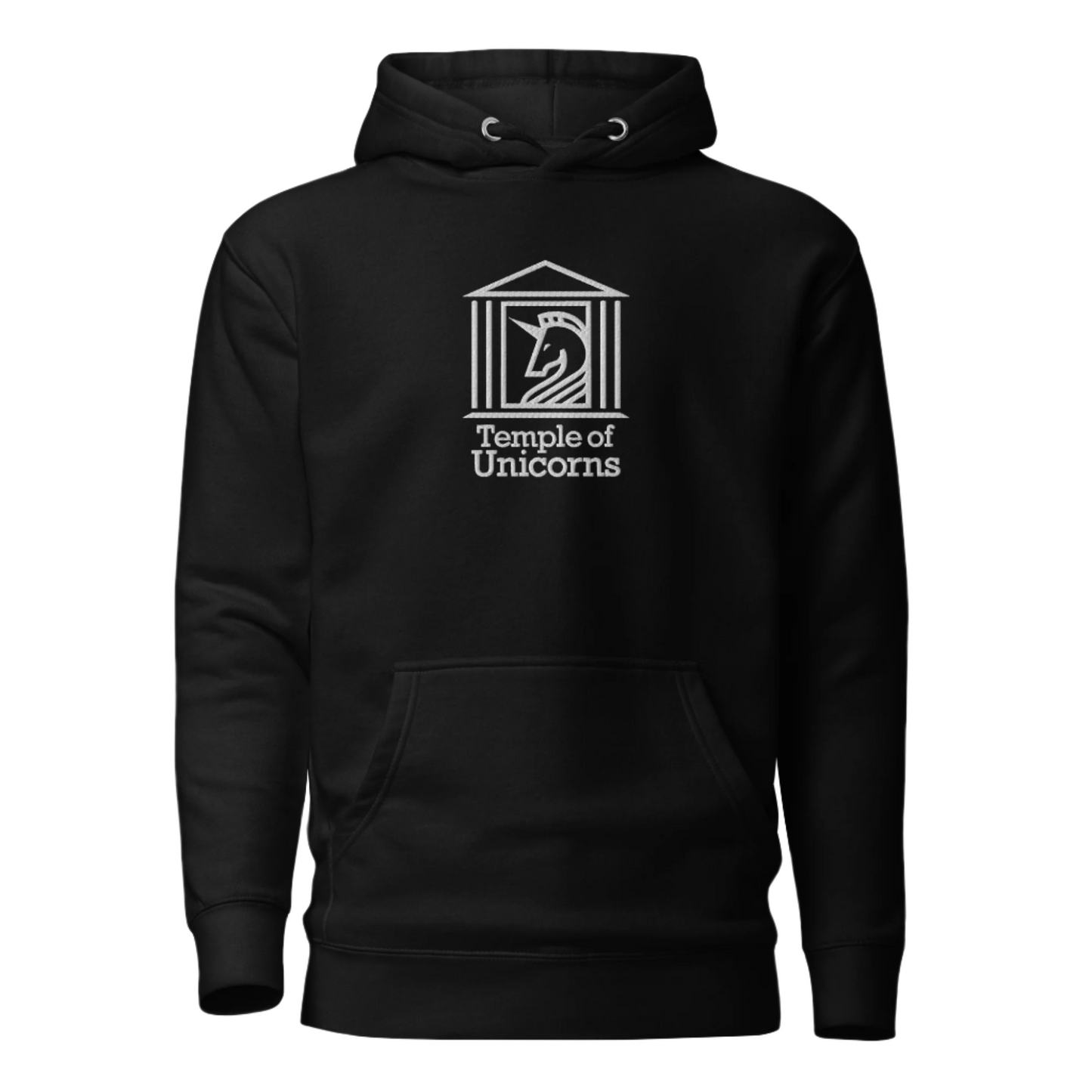 Temple of Unicorns Embroidered Hoodie, black