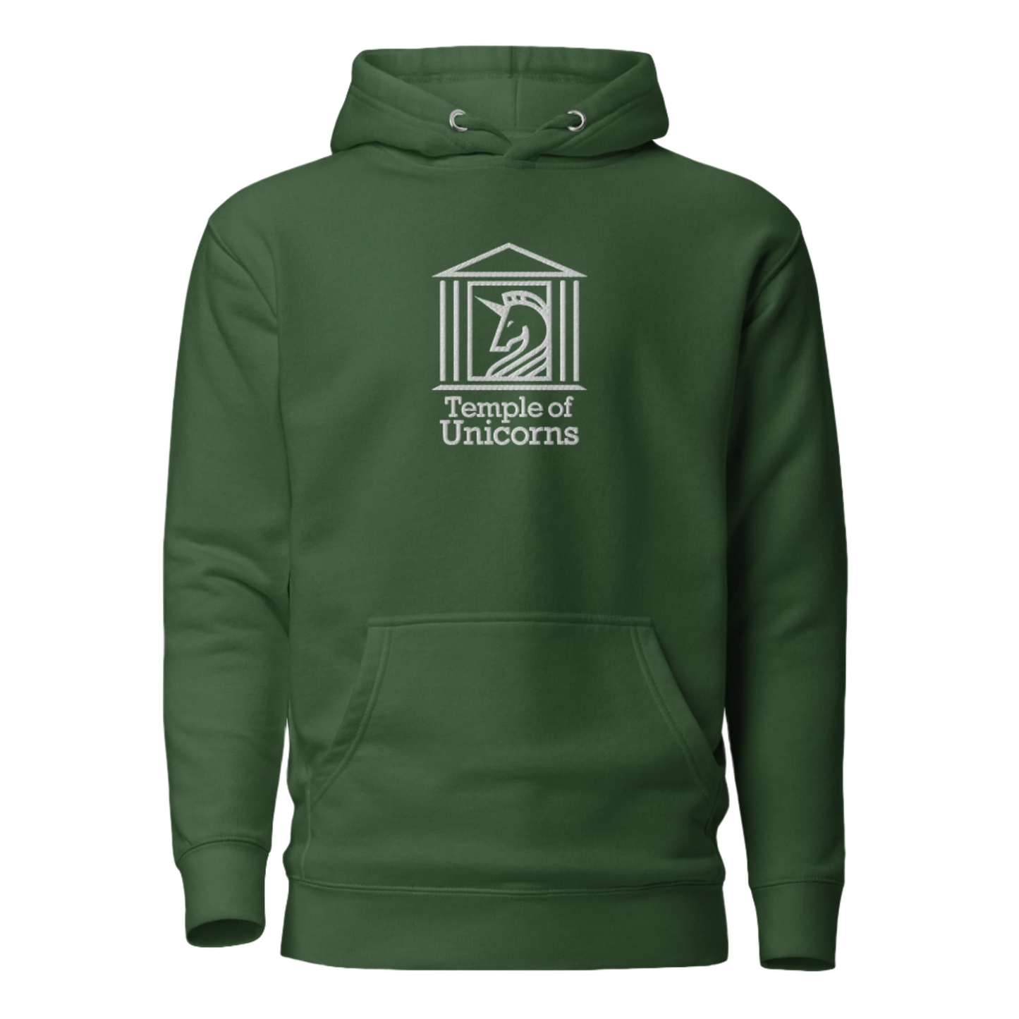 Temple of Unicorns Embroidered Hoodie, forest green