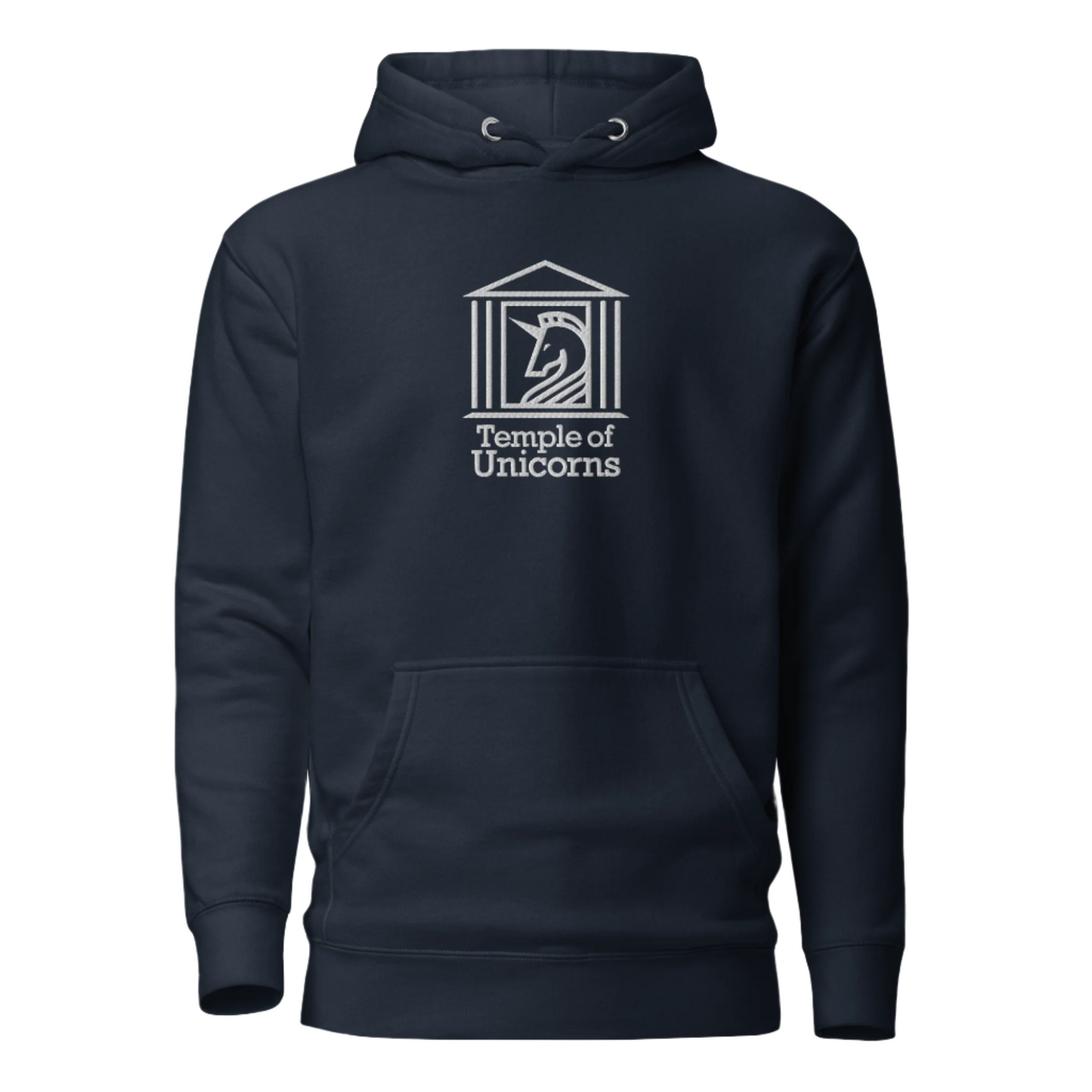 Temple of Unicorns Embroidered Hoodie, navy blazer