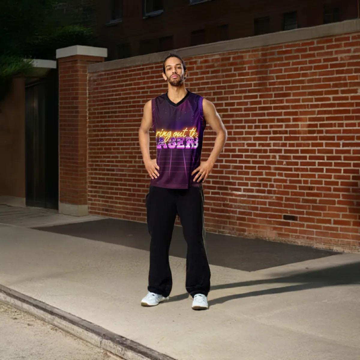A man wearing Bring Out the Lasers Rave Jersey