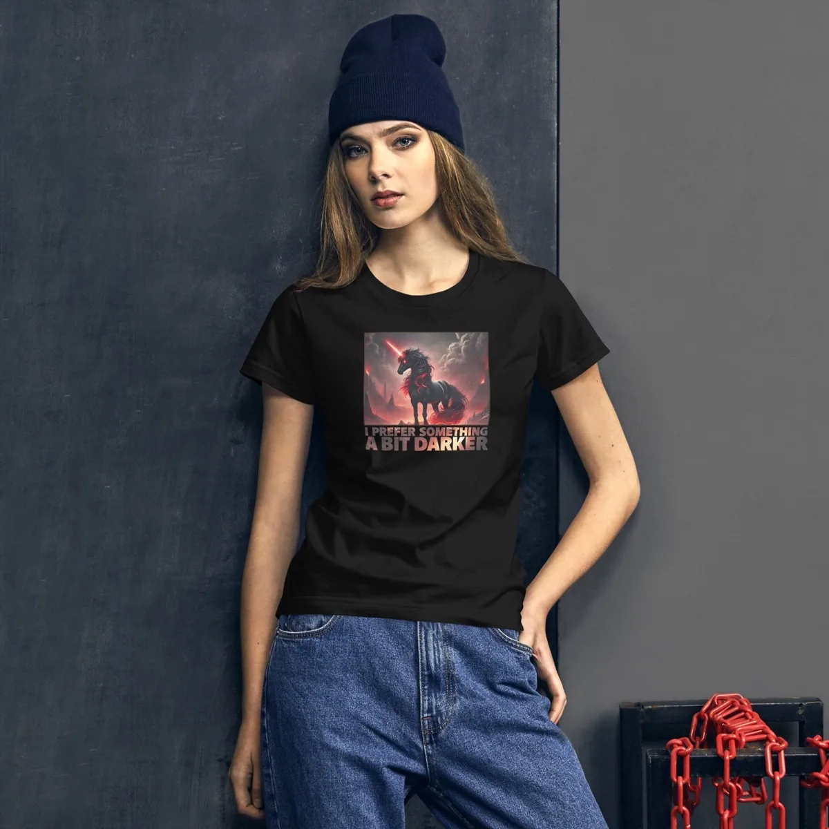 A woman wearing Dark Side of PLUR Women's Tee