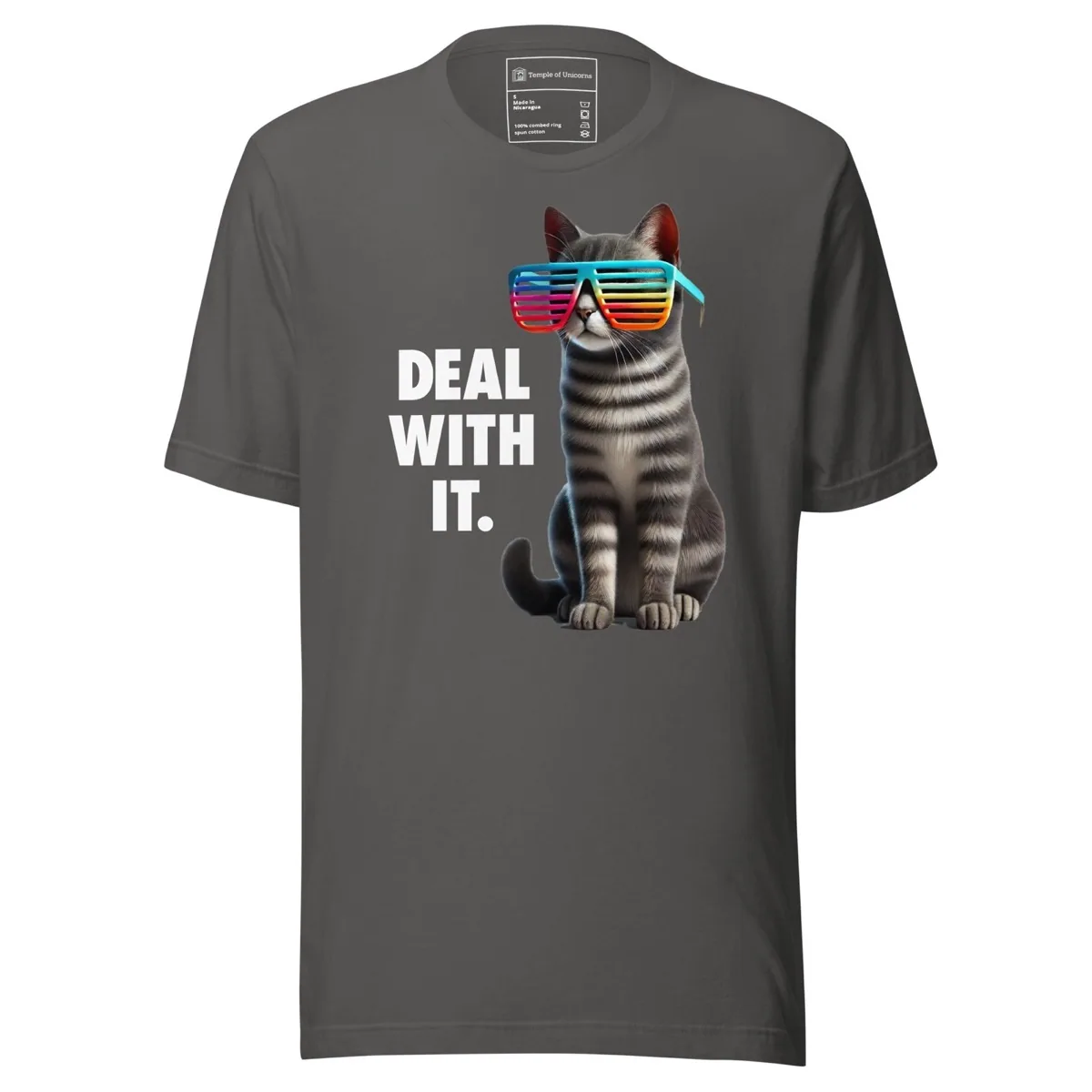 Deal With It Cat Unisex Tee, asphalt