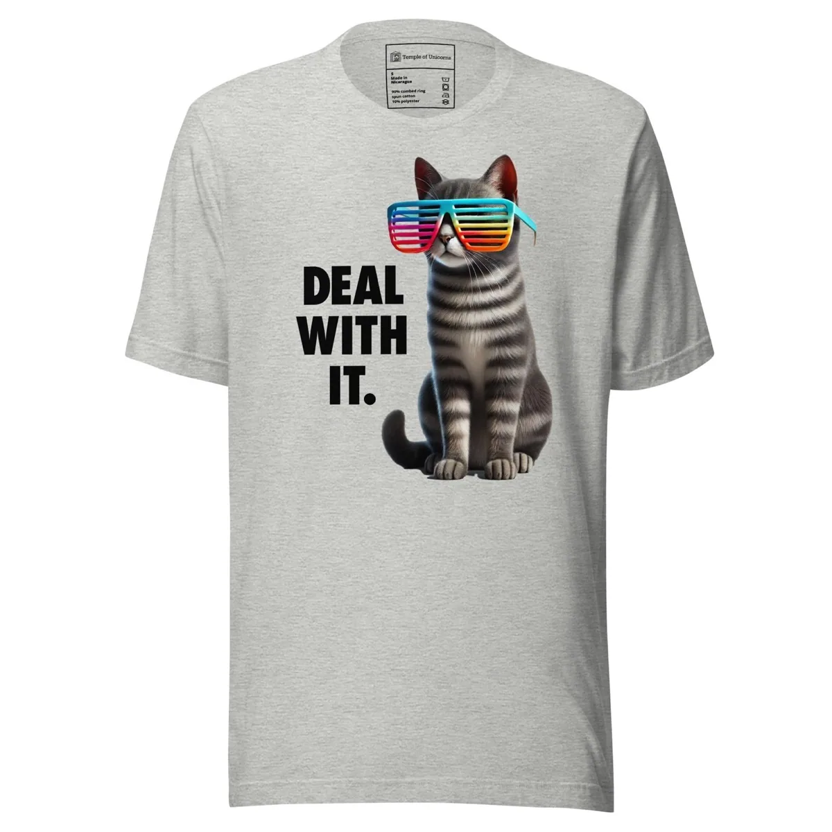 Deal With It Cat Unisex Tee, athletic heather