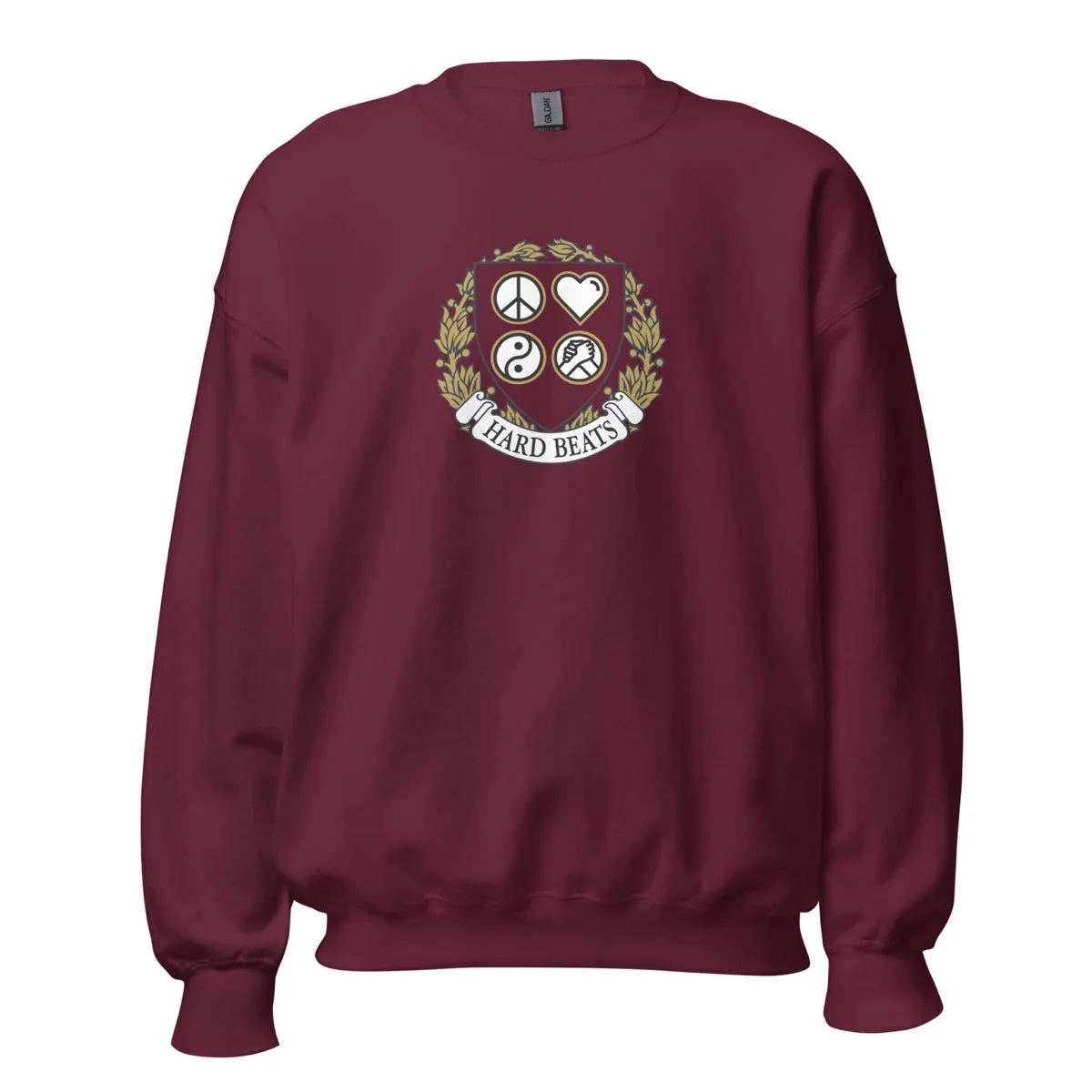 Hard Beats University Unisex Sweatshirt, maroon, front