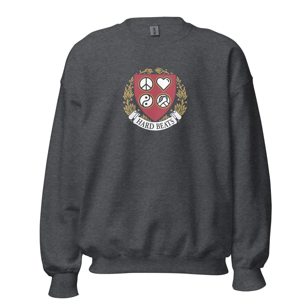 Hard Beats University Unisex Sweatshirt, dark heather, front