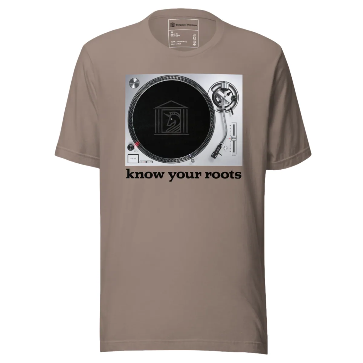 Know Your Roots Turntable Tee, pebble