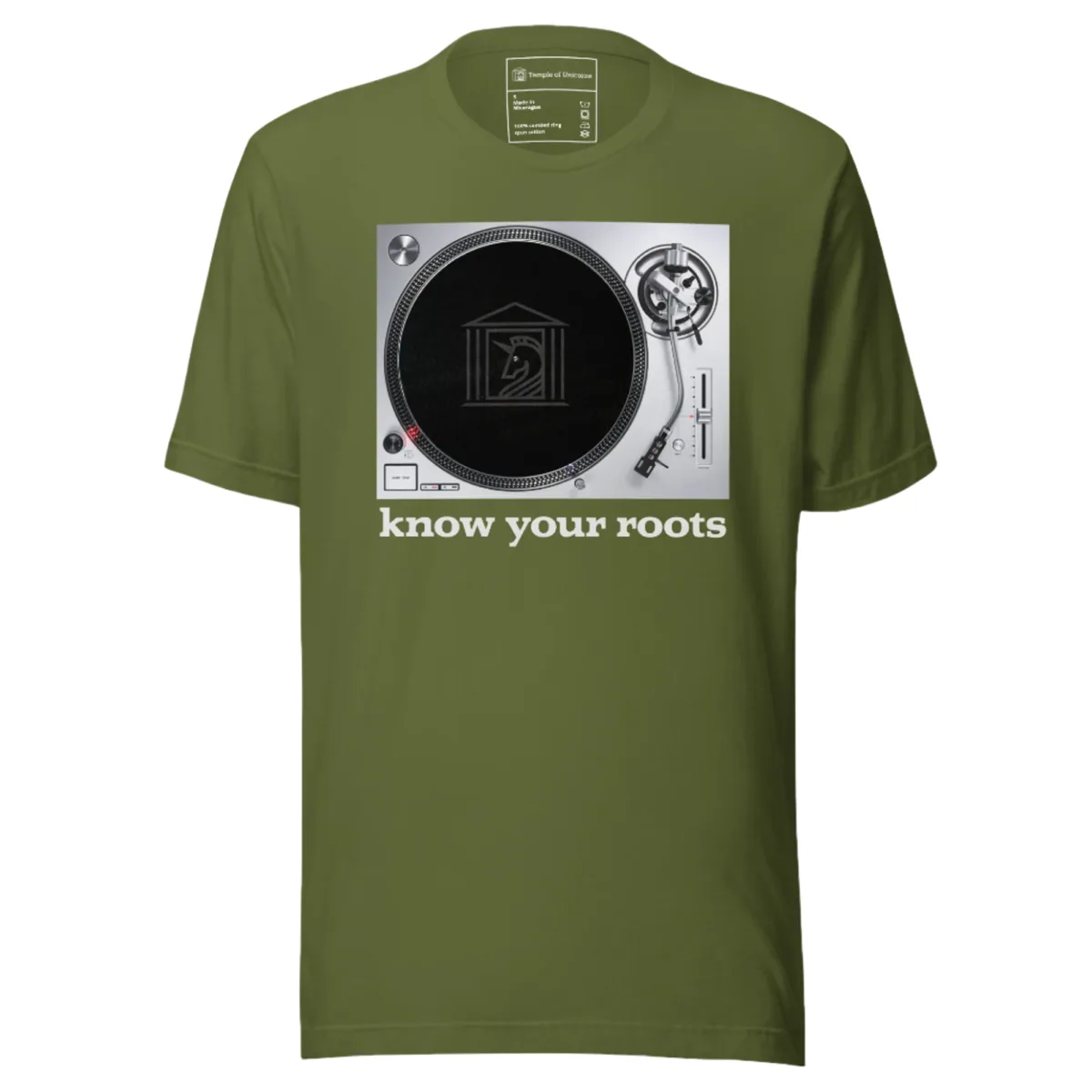Know Your Roots Turntable Tee, olive