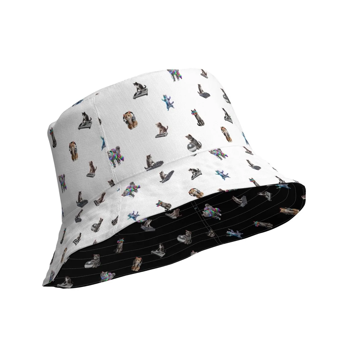 Rave Cats Reversible Bucket Hat, white side