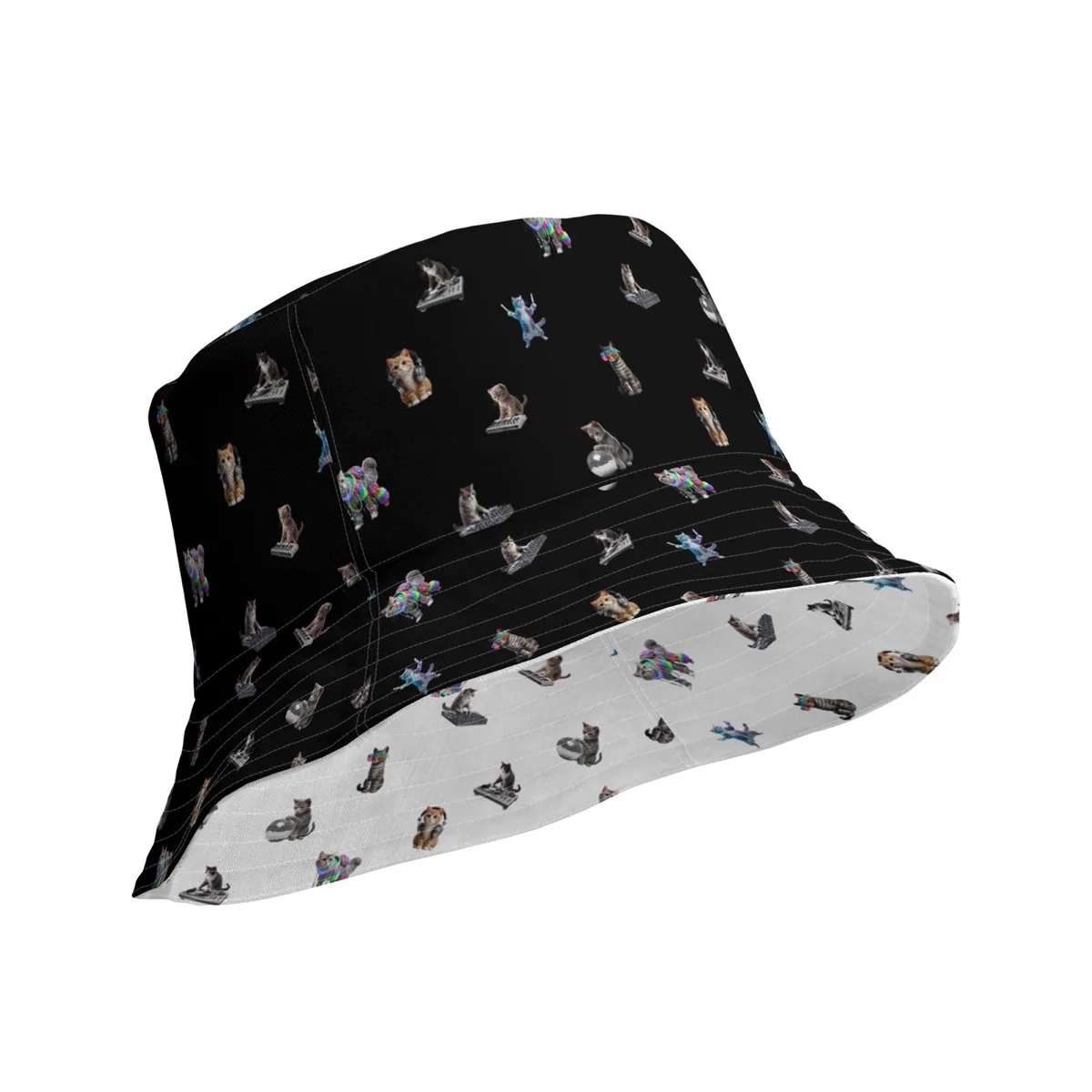 Rave Cats Reversible Bucket Hat, black side