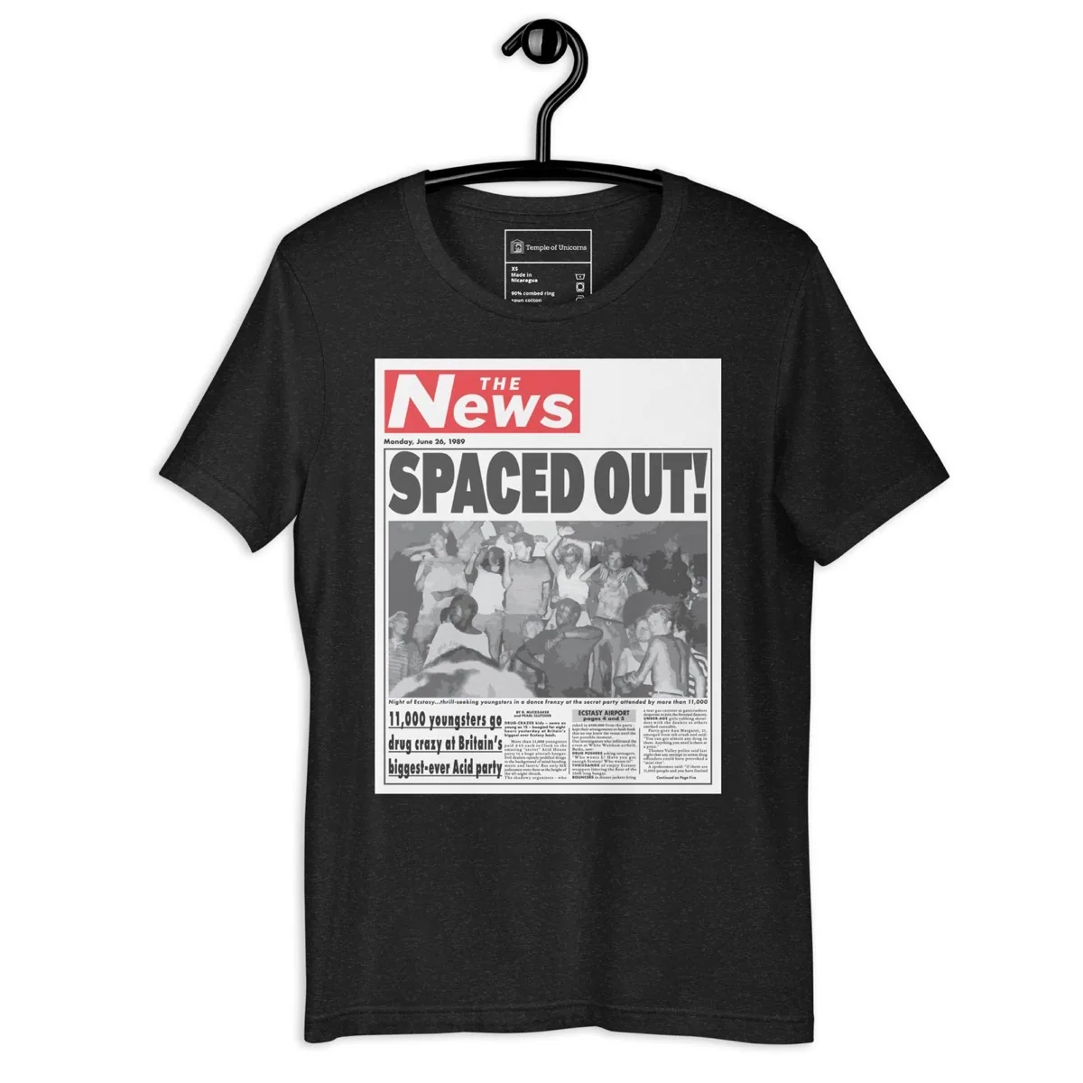 Spaced Out! Second Summer of Love Tee, black heather