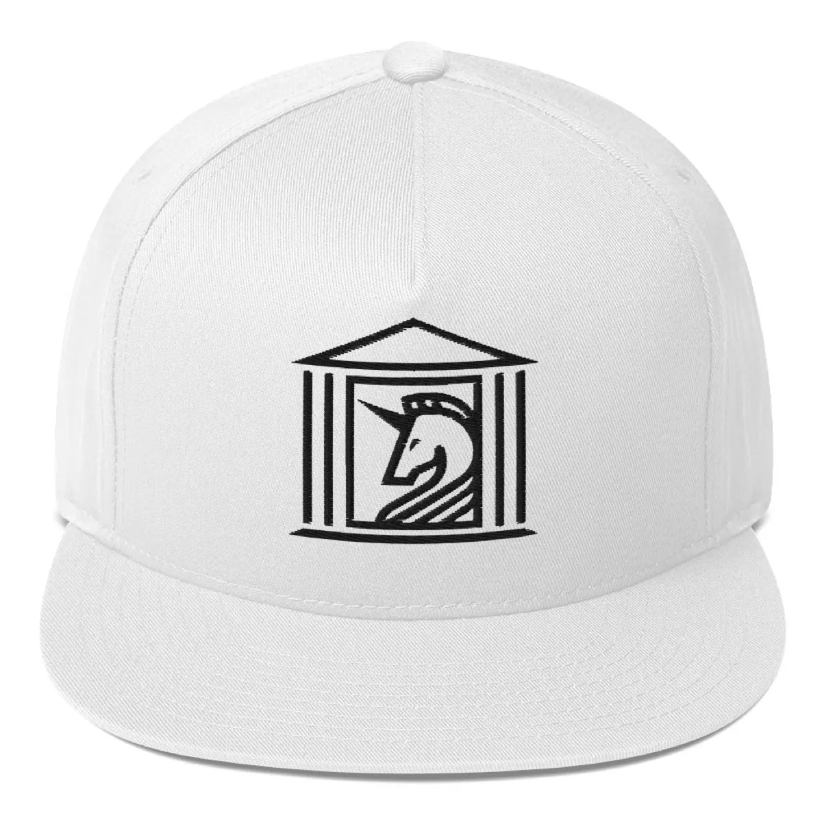 Temple of Unicorns Flat Bill Snapback, white