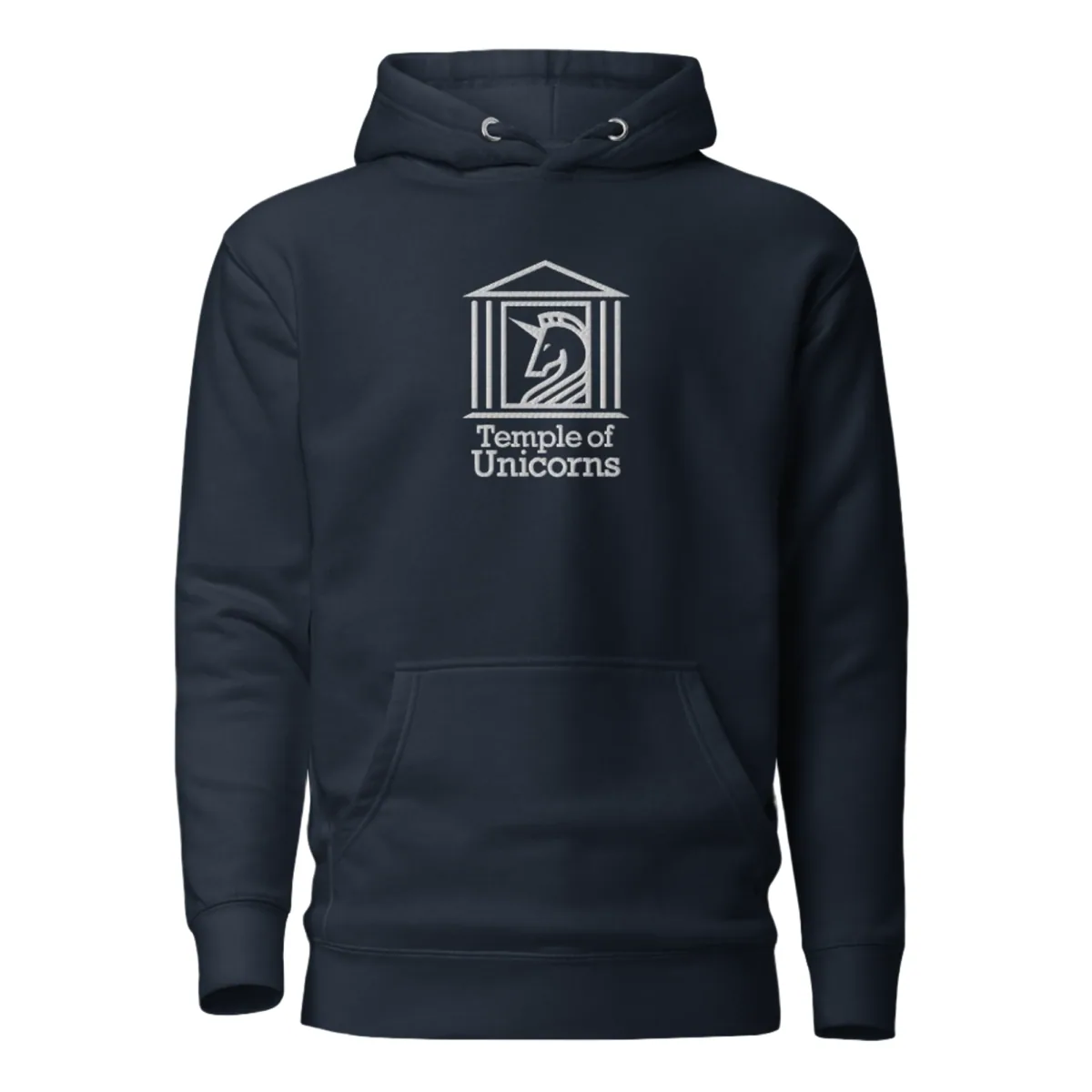 Temple of Unicorns Embroidered Hoodie, navy blazer