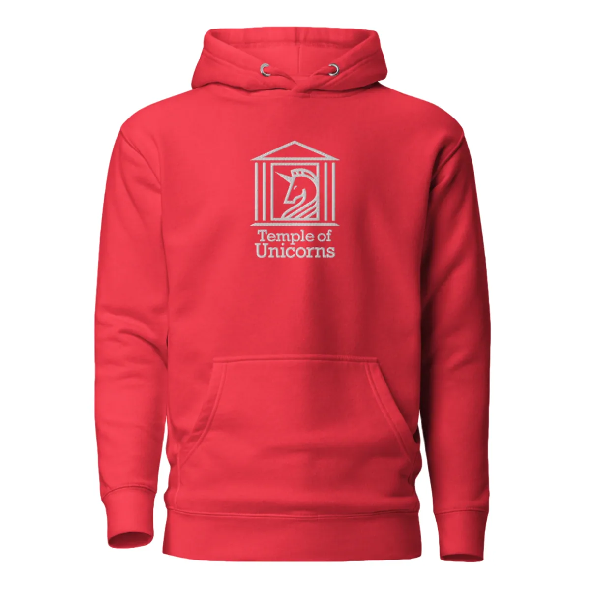 Temple of Unicorns Embroidered Hoodie, red