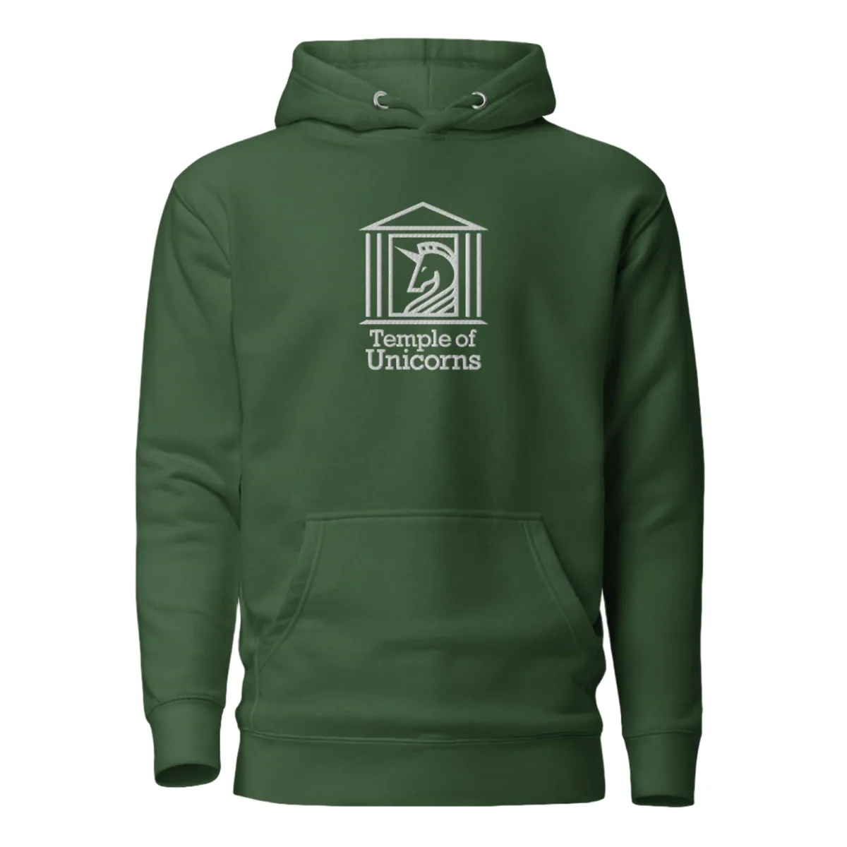 Temple of Unicorns Embroidered Hoodie, forest green